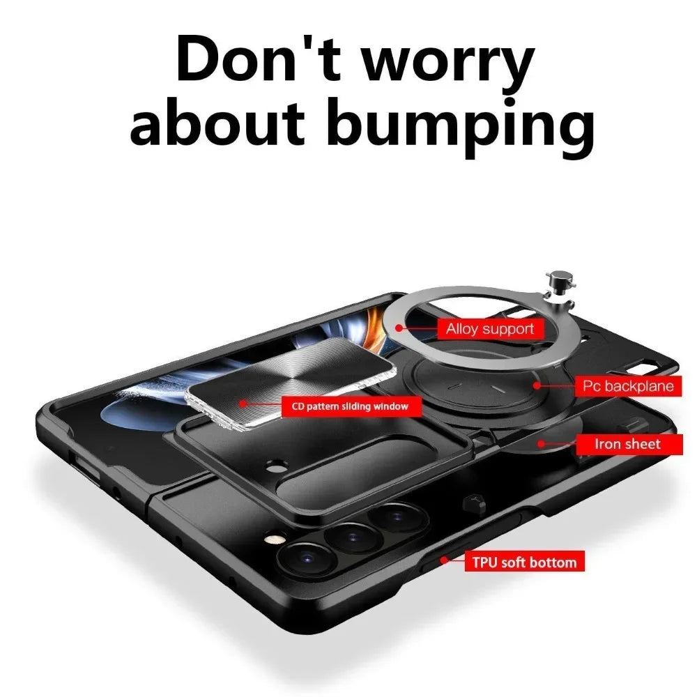 Magnetic Armor Case with Stand & Slide Camera Protection