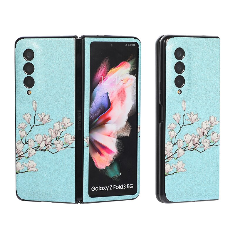 Glitter Powders Retro Flowers Phone Case For Samsung Galaxy Z Fold 4
