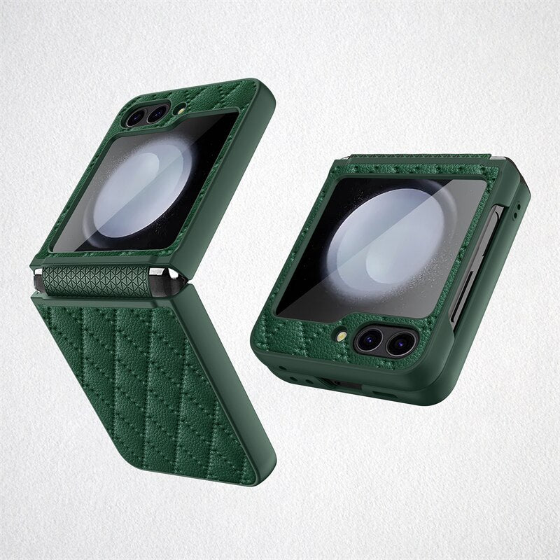 Leather Case With Lens Film Protected For Samsung Galaxy Z Flip 5