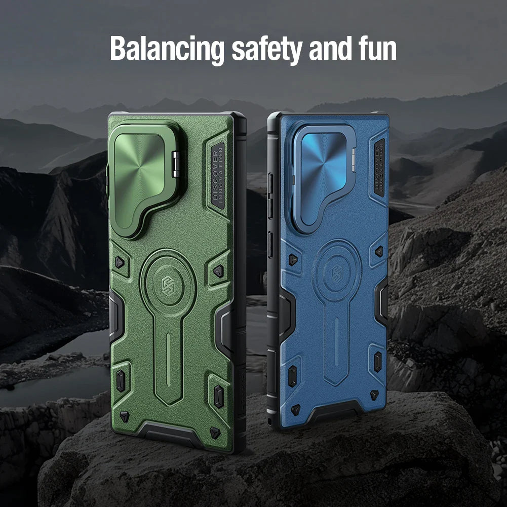 Armor Case with Flip Lens Bracket For Samsung Galaxy S24 Series