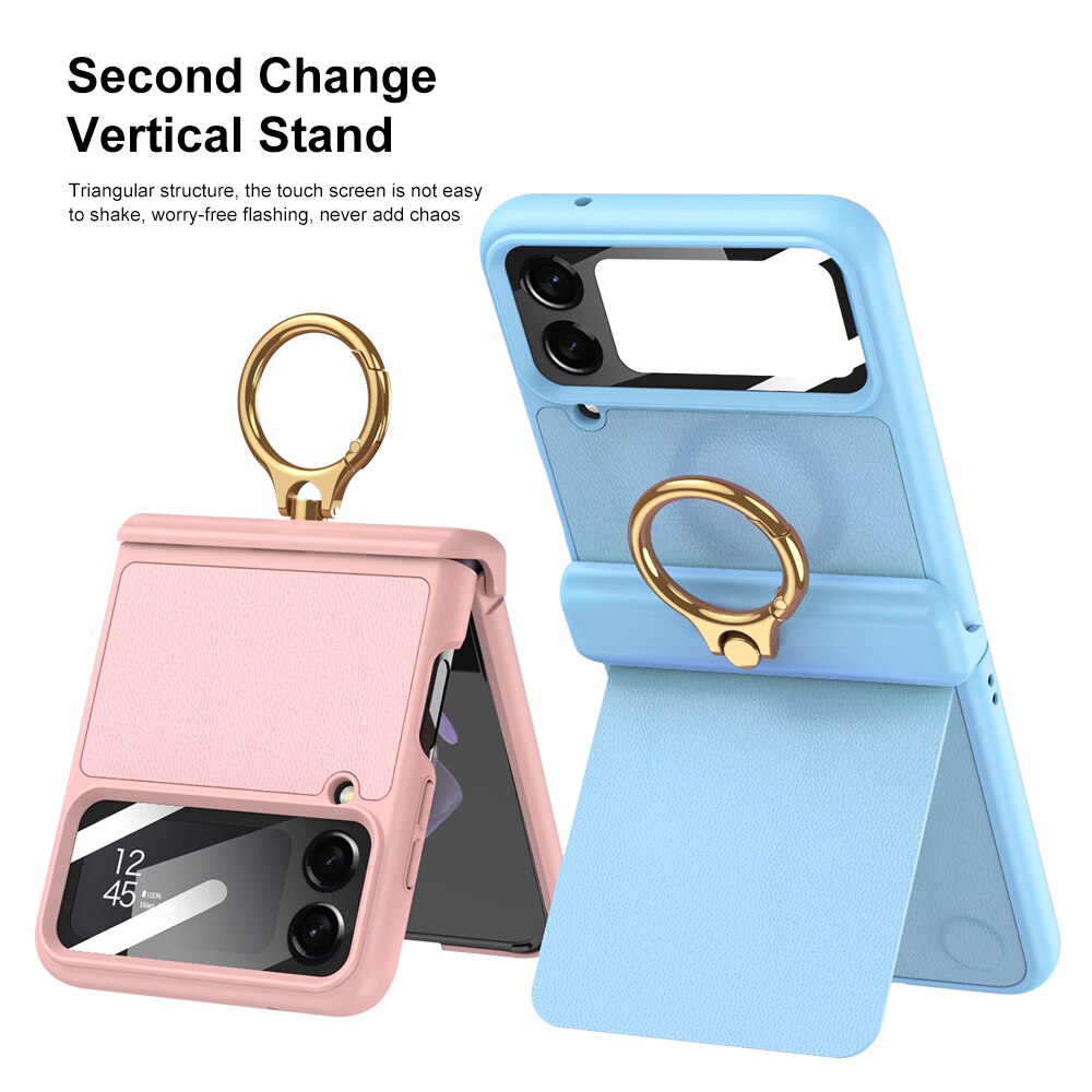 Leather Magnetic Case with Bracket For Samsung Galaxy Z Flip 4 - Galaxy Z Flip 4 Case