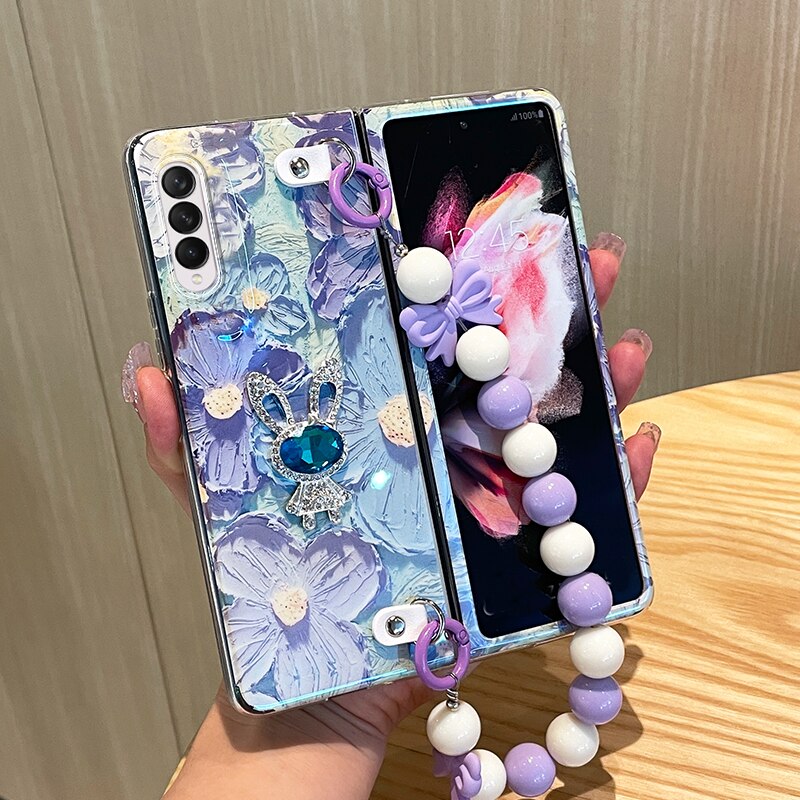 Cute Flower Case with Chain For Samsung Galaxy Z Fold 4
