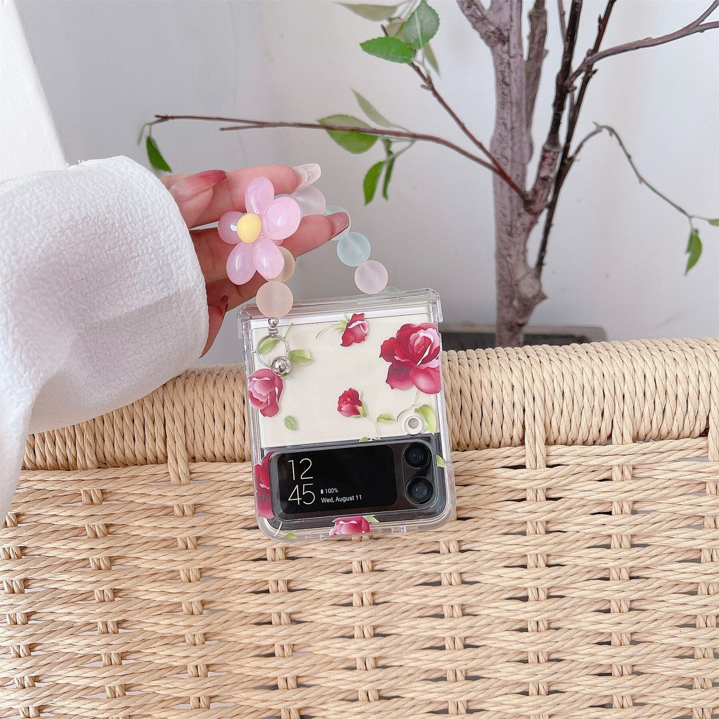 Cute Rose Flower Bracelet Case for Samsung Galaxy Z Flip 4 - Galaxy Z Flip 4 Case