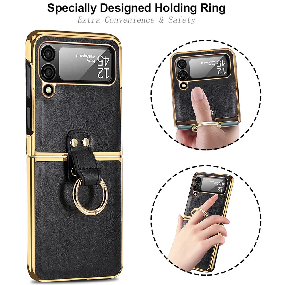 Retro Leather Case For Samsung Galaxy Z Flip 4 Flip 4 - Galaxy Z Flip 4 Case