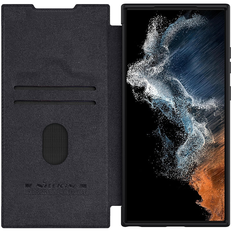 Leather Flip Case with Slide Camera Protection For Samsung Galaxy S23 Series - Caubade