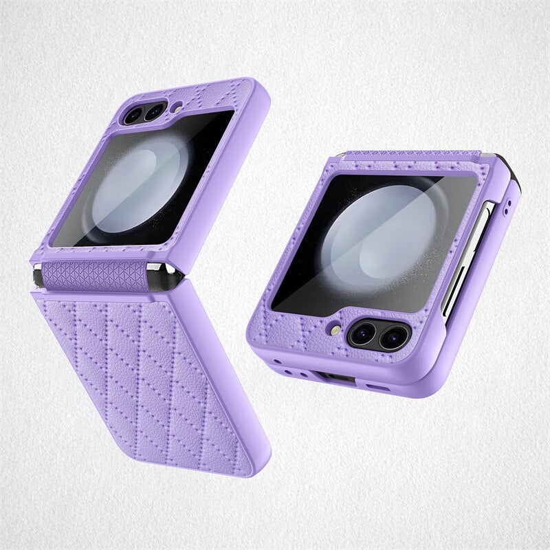Leather Case With Lens Film Protected For Samsung Galaxy Z Flip 5