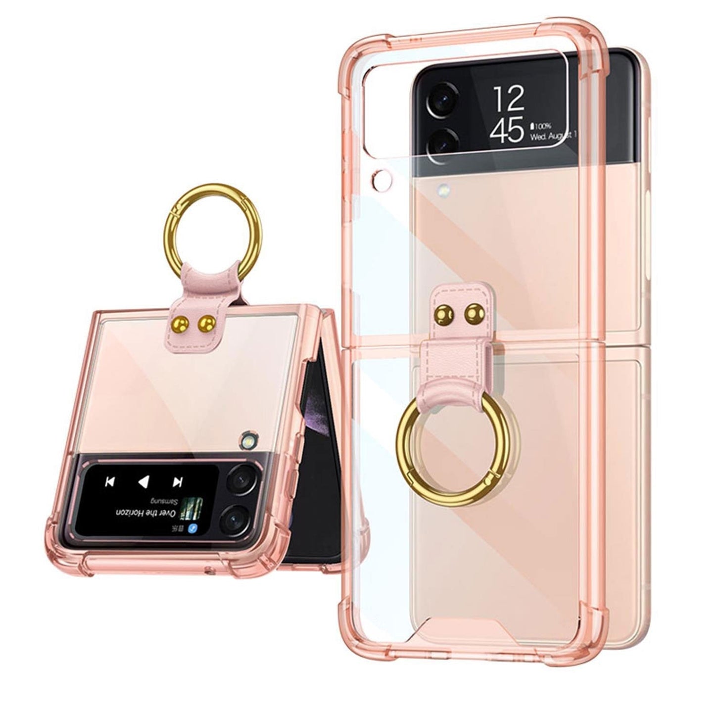 Transparent Case with Ring Bracket For Samsung Galaxy Z Flip 4 - Galaxy Z Flip 4 Case