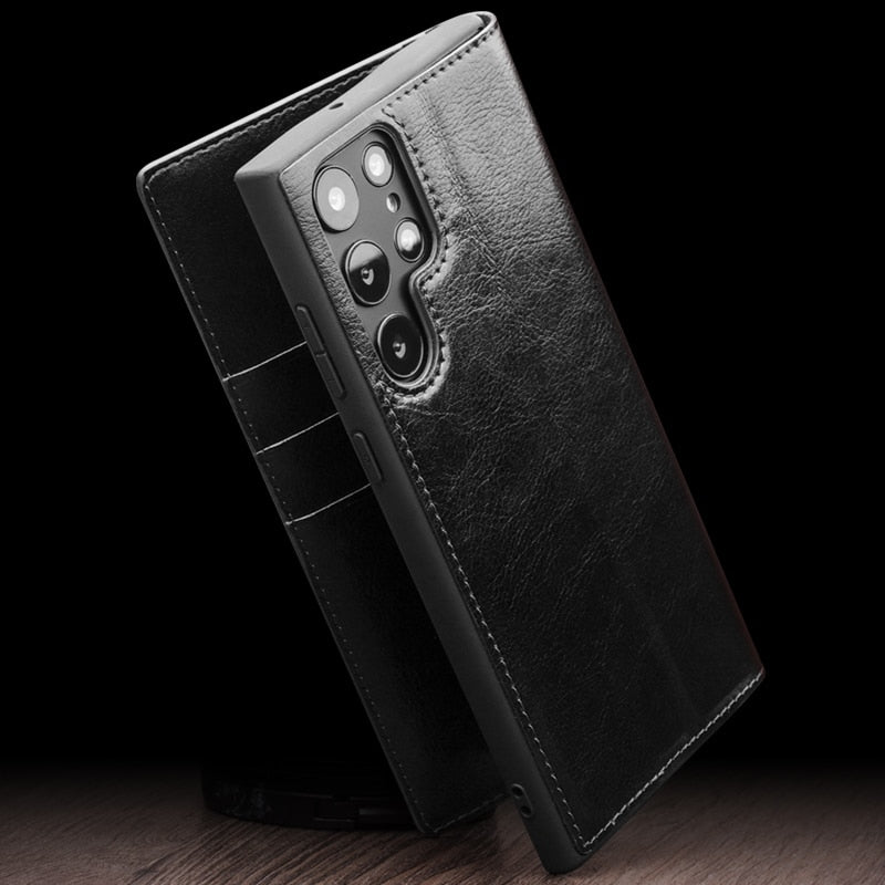 Luxury Leather Case with Card Slots for Samsung S23 Series - S23 Ultra Case