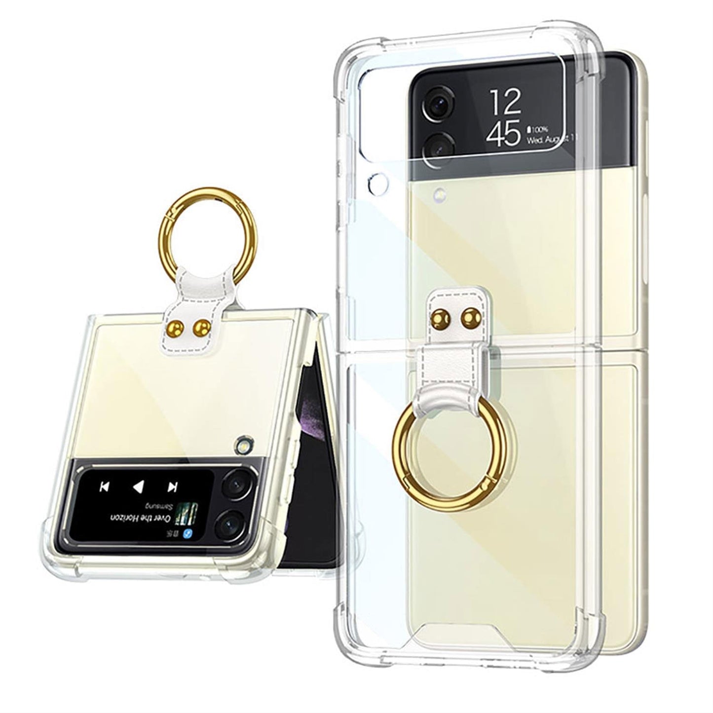 Transparent Case with Ring Bracket For Samsung Galaxy Z Flip 4 - Galaxy Z Flip 4 Case