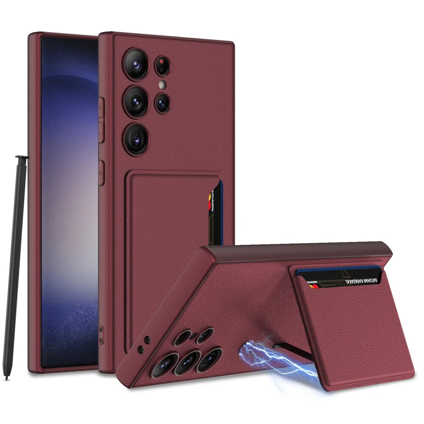 Ultra Thin Leather Case with Magnetic Card Bag For Samsung Galaxy S24 Series - S Ultra Case