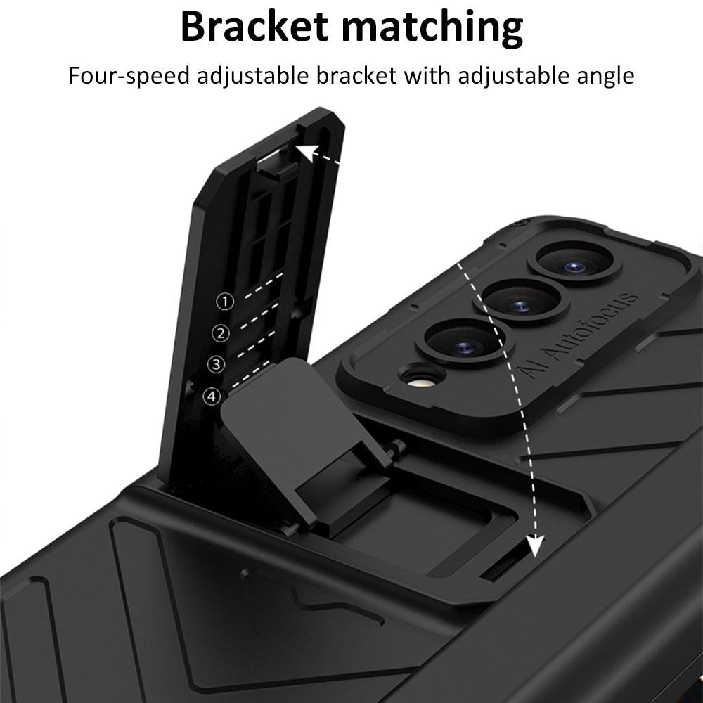 Magnetic All-included Pen Case With Back Screen Glass Cover For Galaxy Z Fold 4