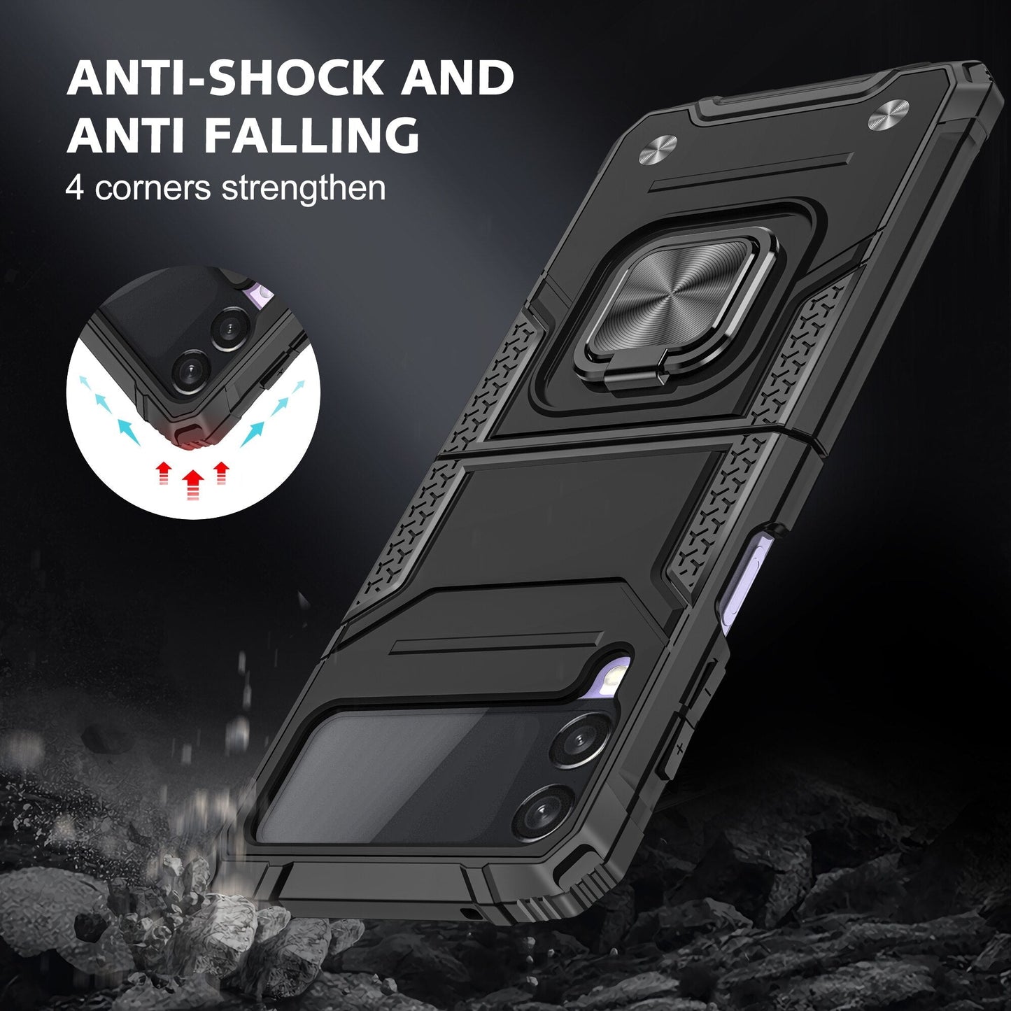 Shockproof Armor Case Stand for Samsung Galaxy Z Flip 4 - Galaxy Z Flip 4 Case