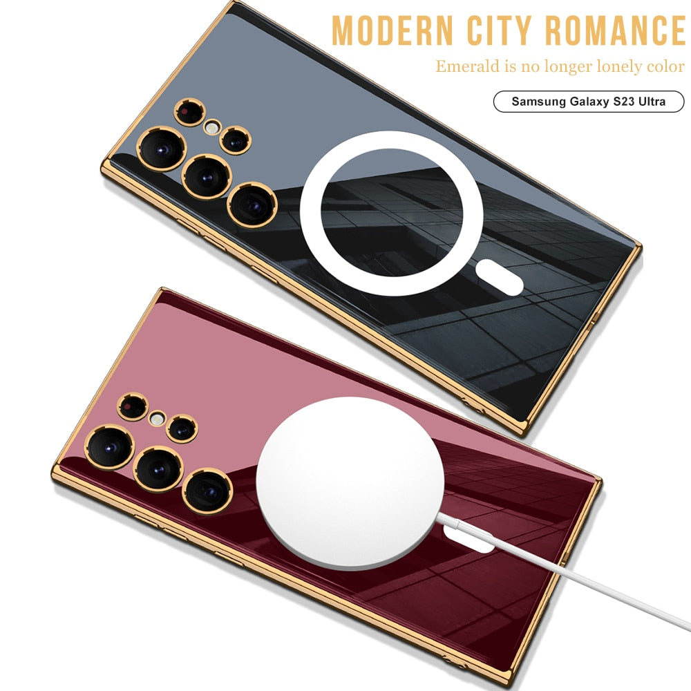 Solid Color Magnetic Case For Samsung Galaxy S23 Series