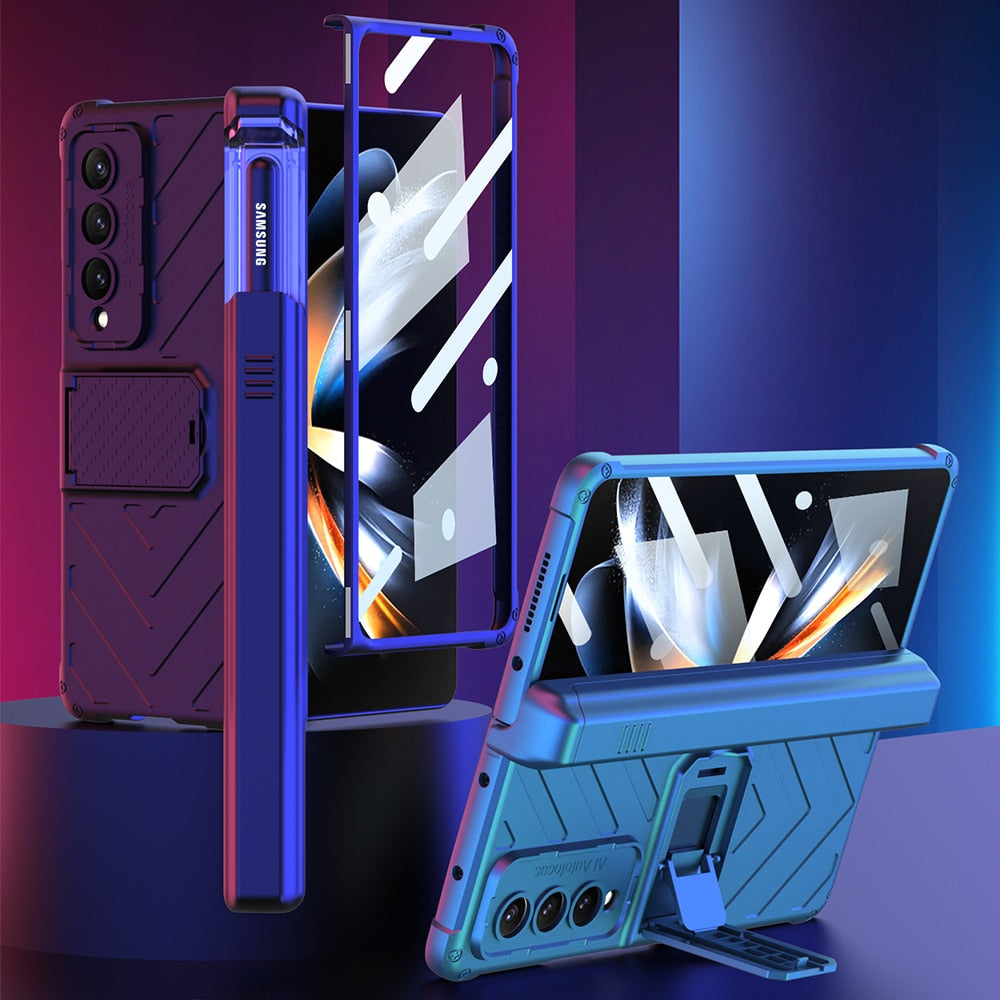 Magnetic All-included Pen Case With Back Screen Glass Cover For Galaxy Z Fold 4
