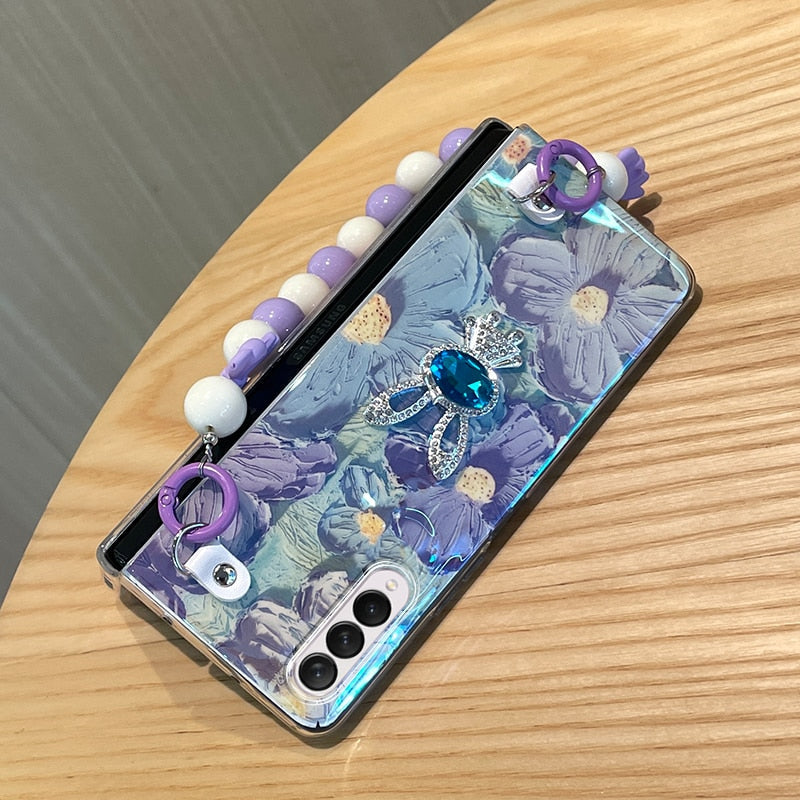 Cute Flower Case with Chain For Samsung Galaxy Z Fold 4