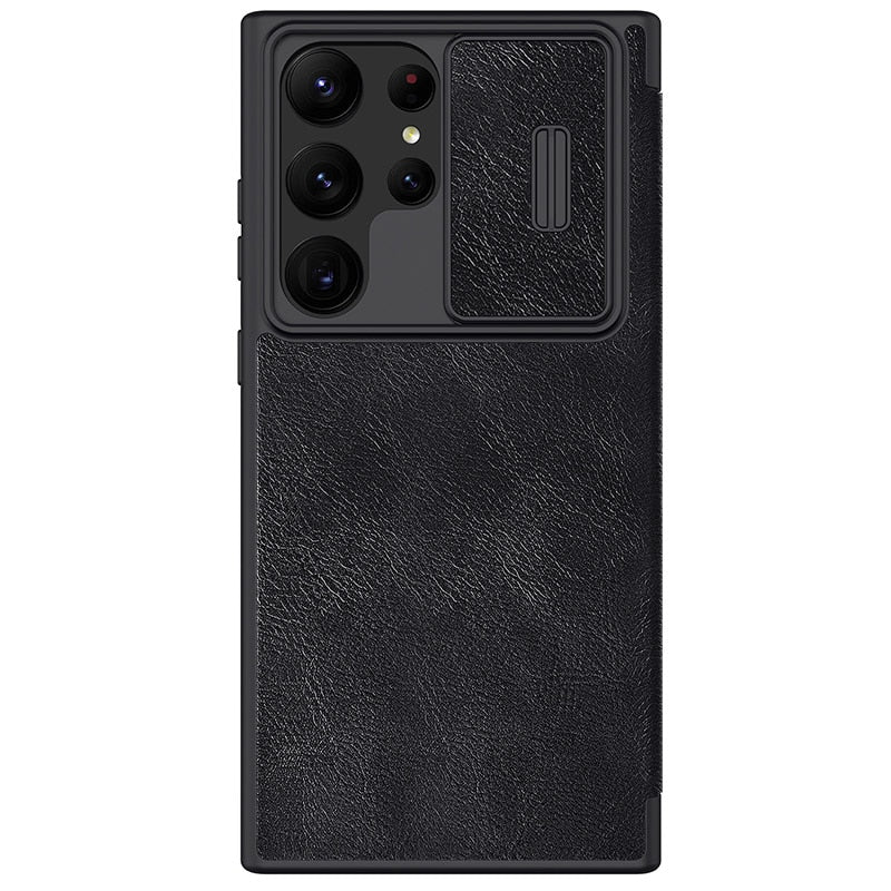 Leather Flip Case with Slide Camera Protection For Samsung Galaxy S23 Series - Caubade