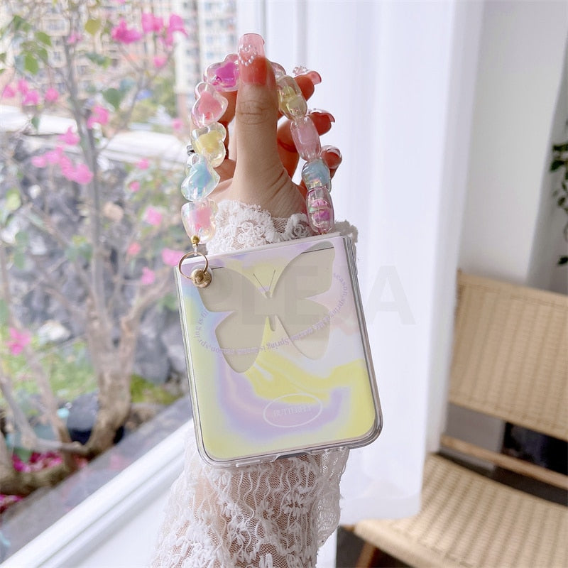 Cute Butterfly Bracelet Phone Stand Case For Samsung Galaxy Z Flip 4 - Galaxy Z Flip 4 Case