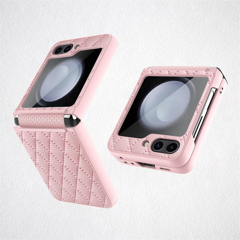 Leather Case With Lens Film Protected For Samsung Galaxy Z Flip 5