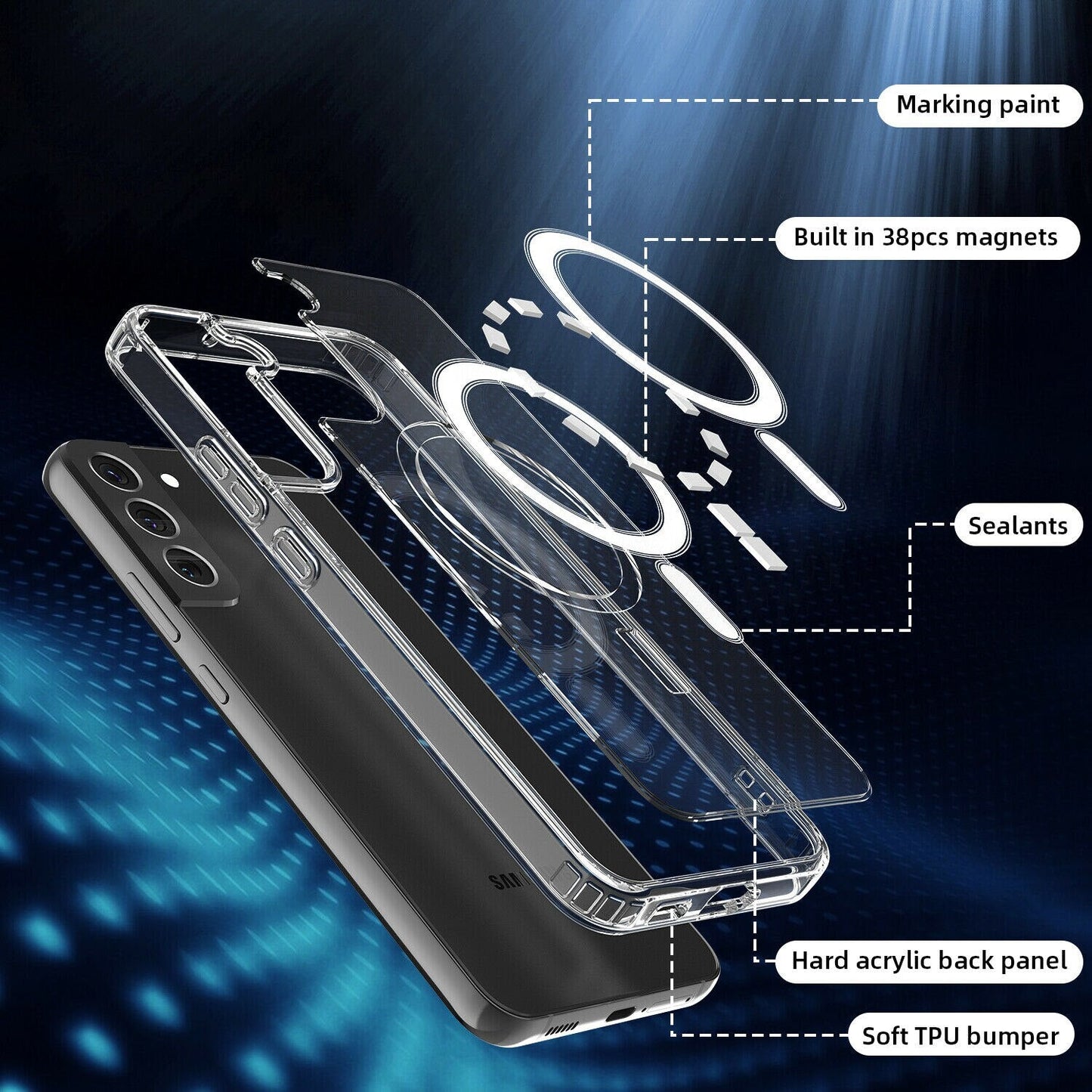 Transparent Magnetic Wireless Charging Case For Samsung S23 Series - S23 Ultra Case