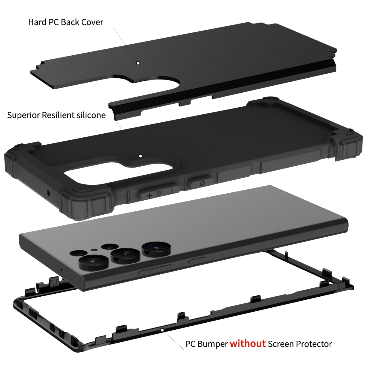 Armor High Impact Shockproof Case For Samsung Galaxy S23 Ultra - S23 Ultra Case