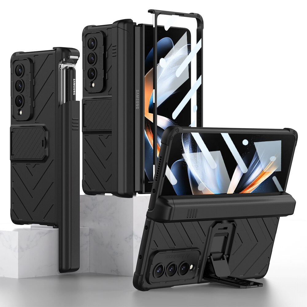 Magnetic All-included Pen Case With Back Screen Glass Cover For Galaxy Z Fold 4