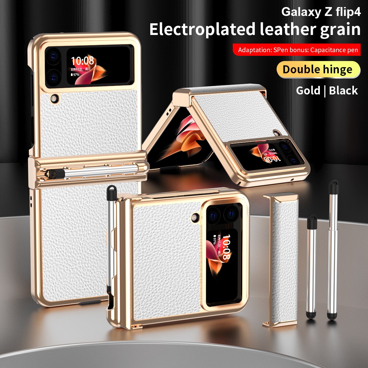 Luxury Leather Case (Pen Slot) For Samsung Galaxy Z Flip 4 - Galaxy Z Flip 4 Case