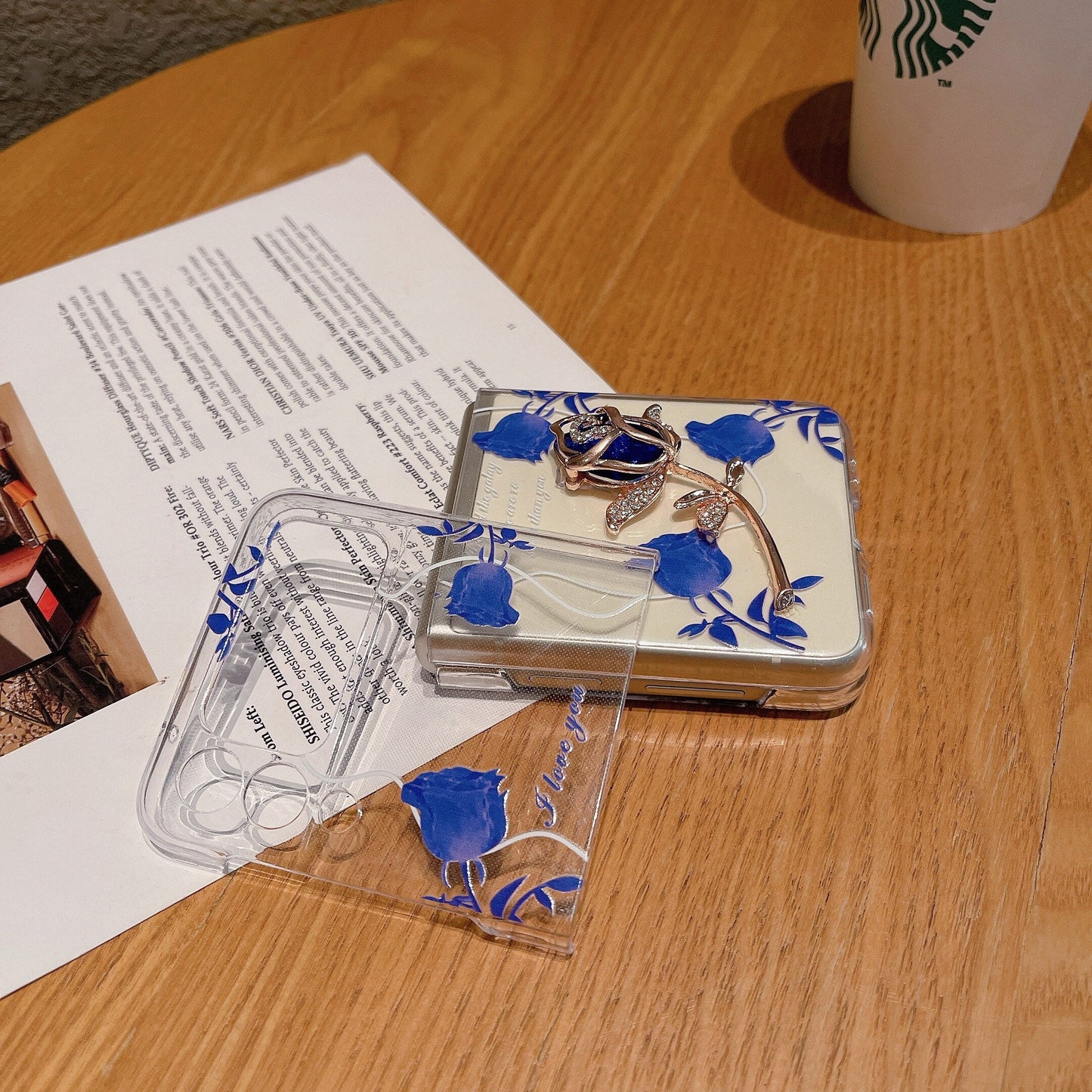 Painted 3D Blue Rose Case for Samsung Galaxy Z Flip 3 & 4