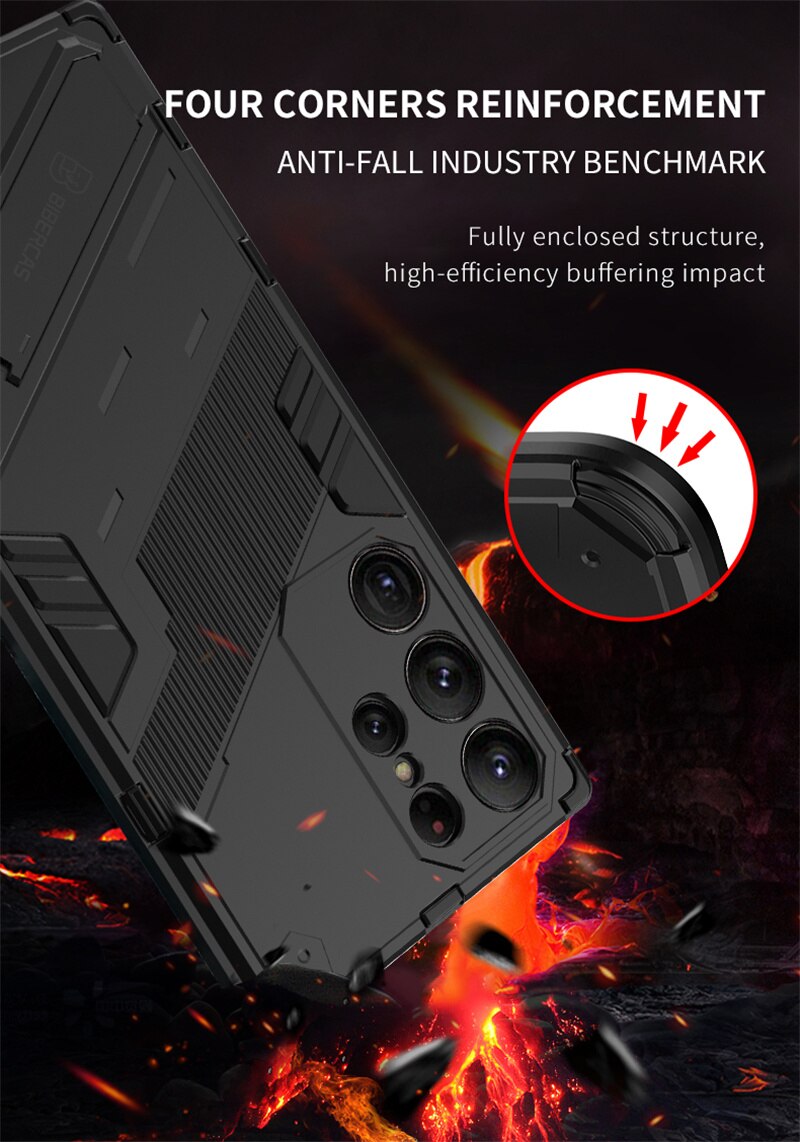 Shockproof Kickstand Magnet Armor Case For Samsung S23 Series - S23 Ultra Case