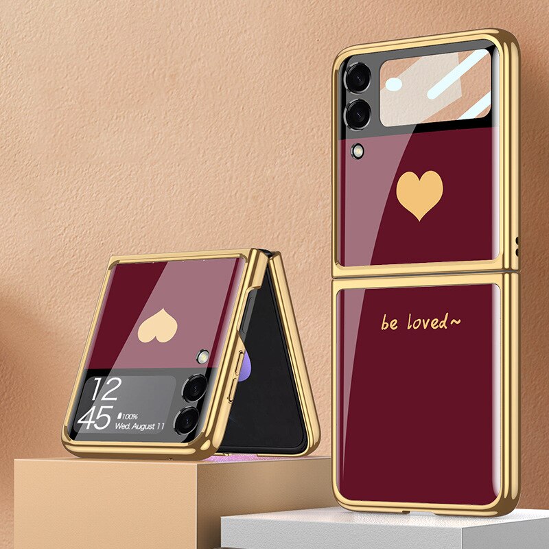 Plating Tempered Glass case For Samsung Galaxy Z Flip 4 - Galaxy Z Flip 4 Case