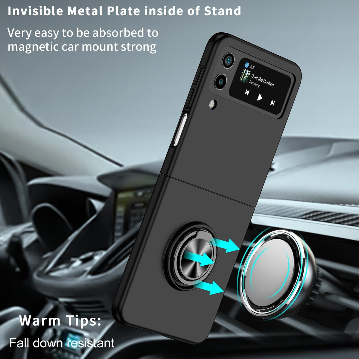 Ultra Thin Case with Magnetic Ring Bracket for Samsung Galaxy Z Flip 4 - Galaxy Z Flip 4 Case