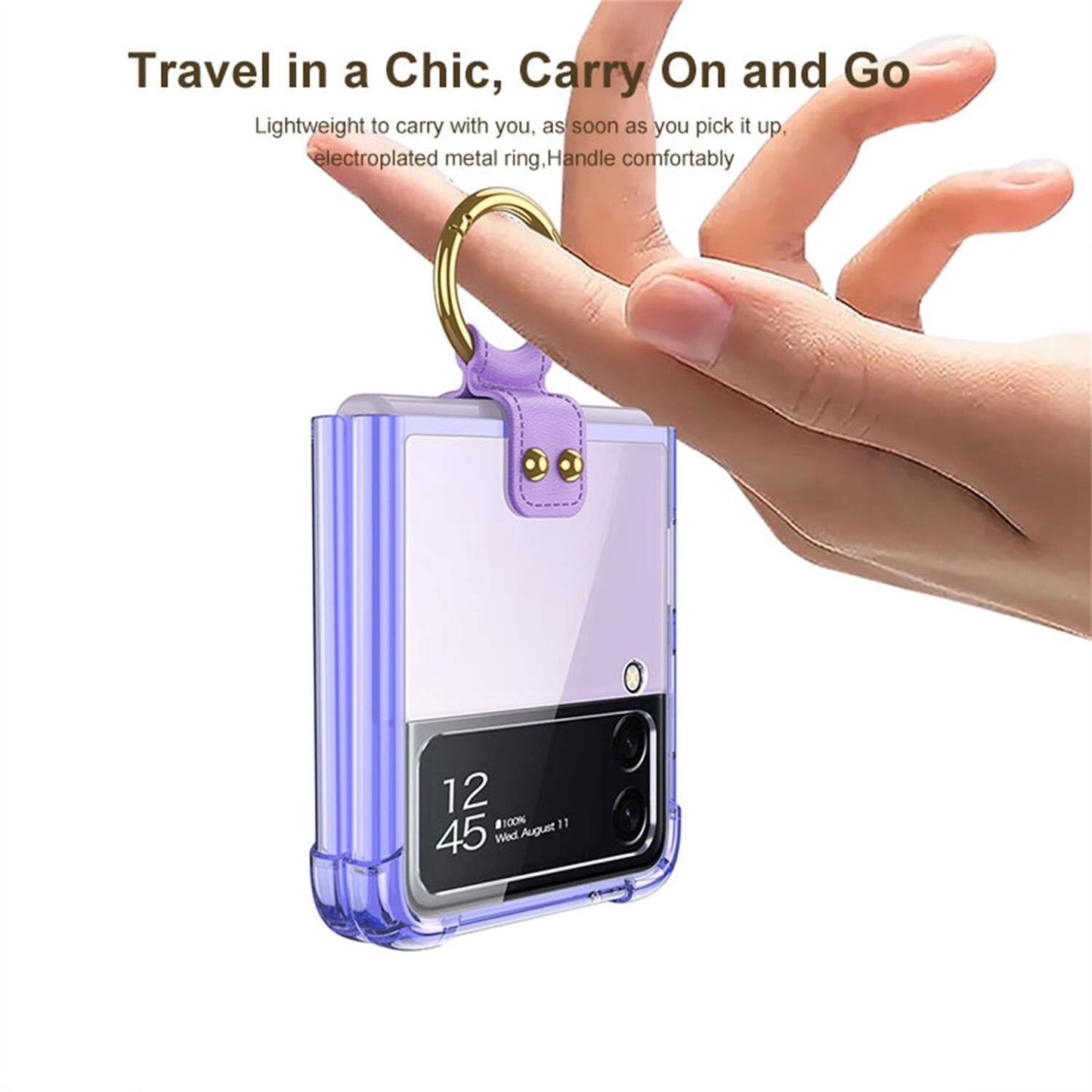 Transparent Case with Ring Bracket For Samsung Galaxy Z Flip 4 - Galaxy Z Flip 4 Case