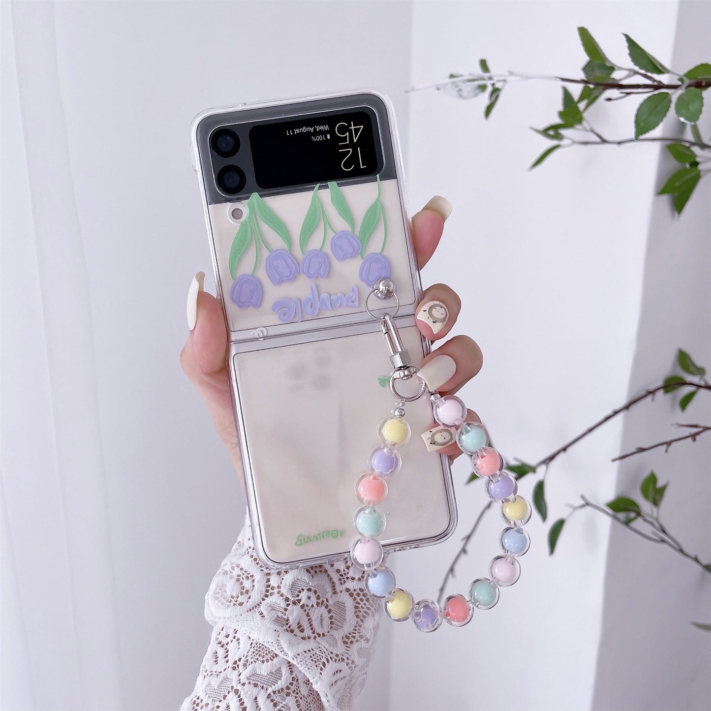 Cute Purple Tulip Case for Samsung Galaxy Z Flip 4 - Galaxy Z Flip 4 Case