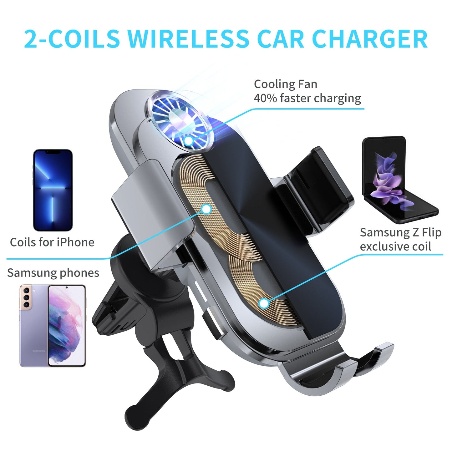 Auto-Clamping Car Mount For Galaxy S23 Series - Caubade
