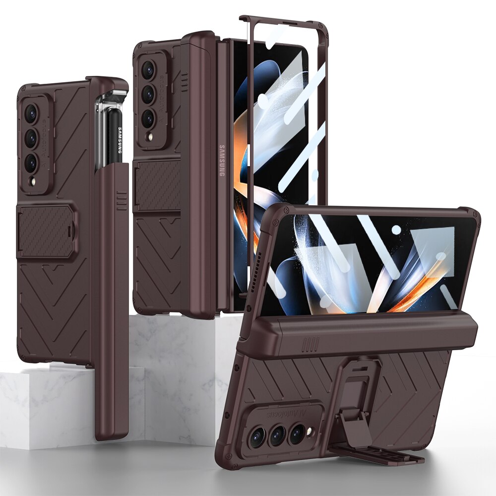 Magnetic All-included Pen Case With Back Screen Glass Cover For Galaxy Z Fold 4