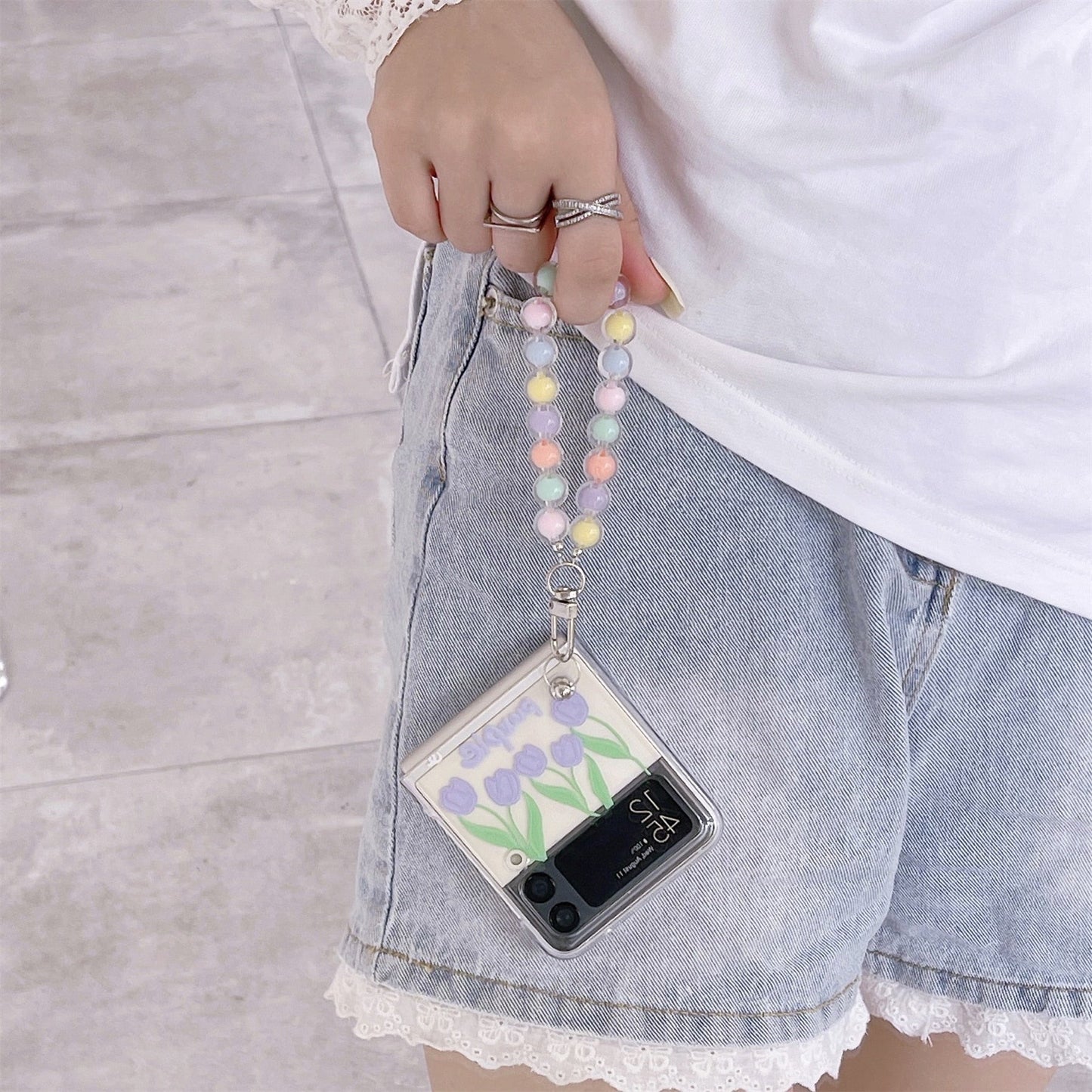 Cute Purple Tulip Case for Samsung Galaxy Z Flip 4 - Galaxy Z Flip 4 Case