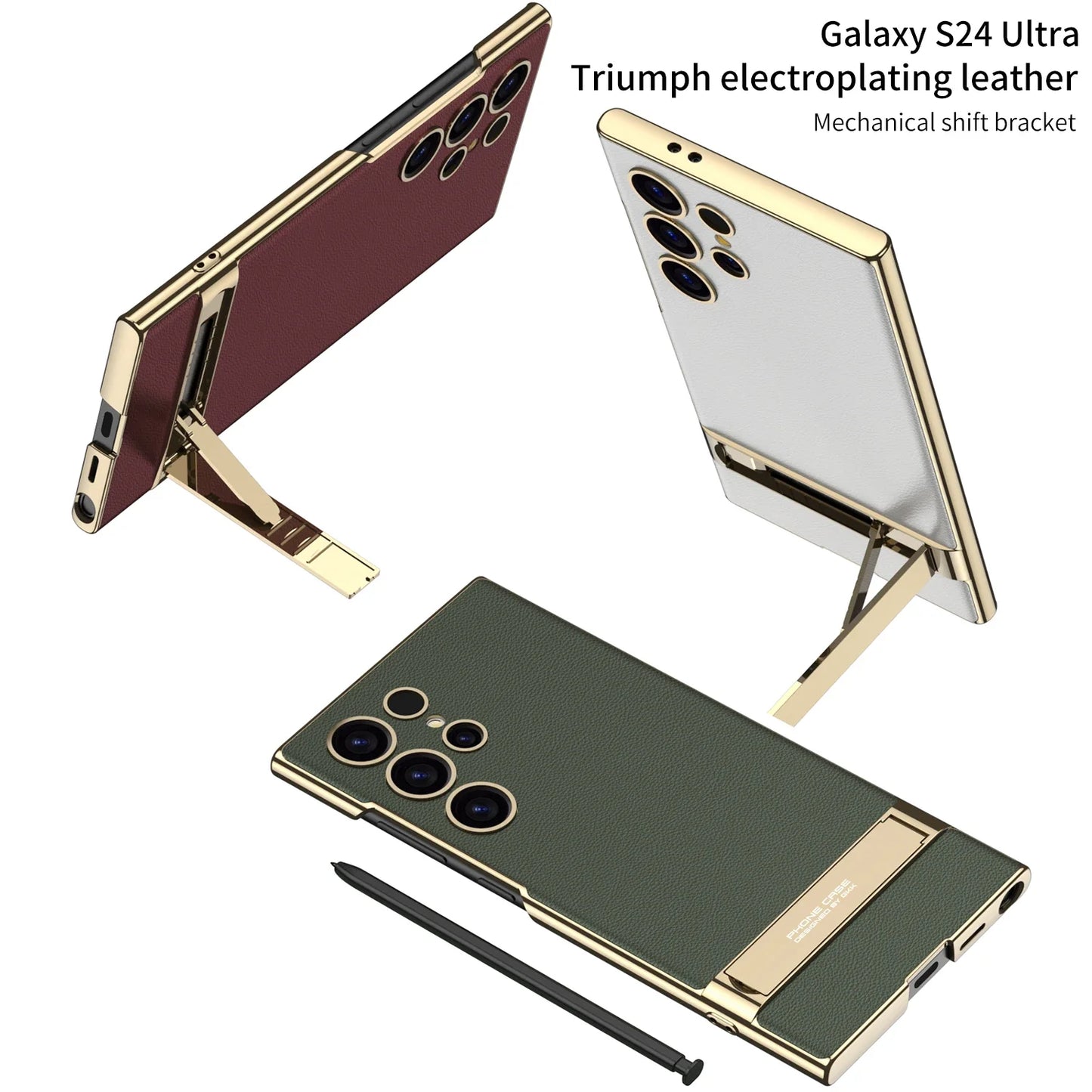 Luxury Shockproof Leather Case with Bracket For Samsung Galaxy S24 Series - S Ultra Case
