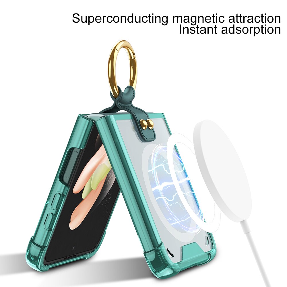 Transparent Wireless Charging Magnetic Case For Samsung Galaxy Z Flip 4 - Galaxy Z Flip 4 Case