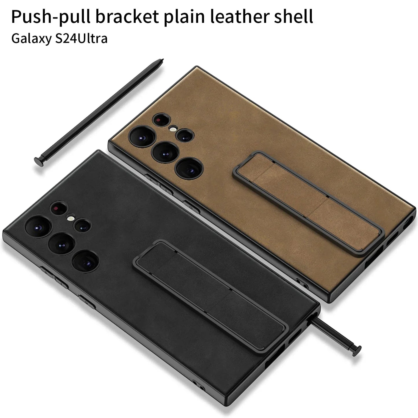 Shockproof Leather Case with Folding Bracket For Samsung Galaxy S24 Series - S Ultra Case