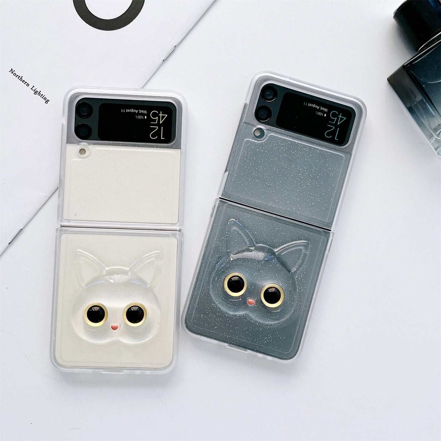 Luxury Cute Cat Transparent Case for Samsung Galaxy Z Flip 4 - Galaxy Z Flip 4 Case