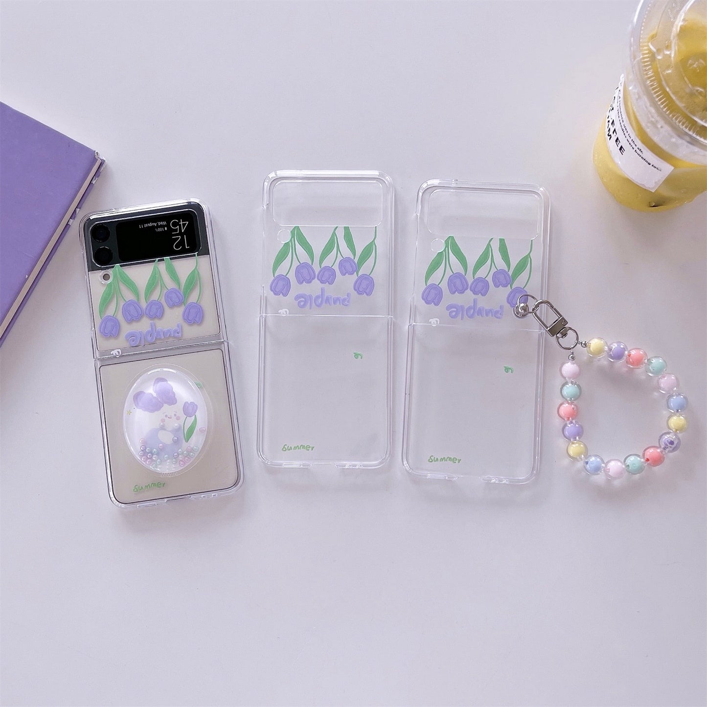 Cute Purple Tulip Case for Samsung Galaxy Z Flip 4 - Galaxy Z Flip 4 Case