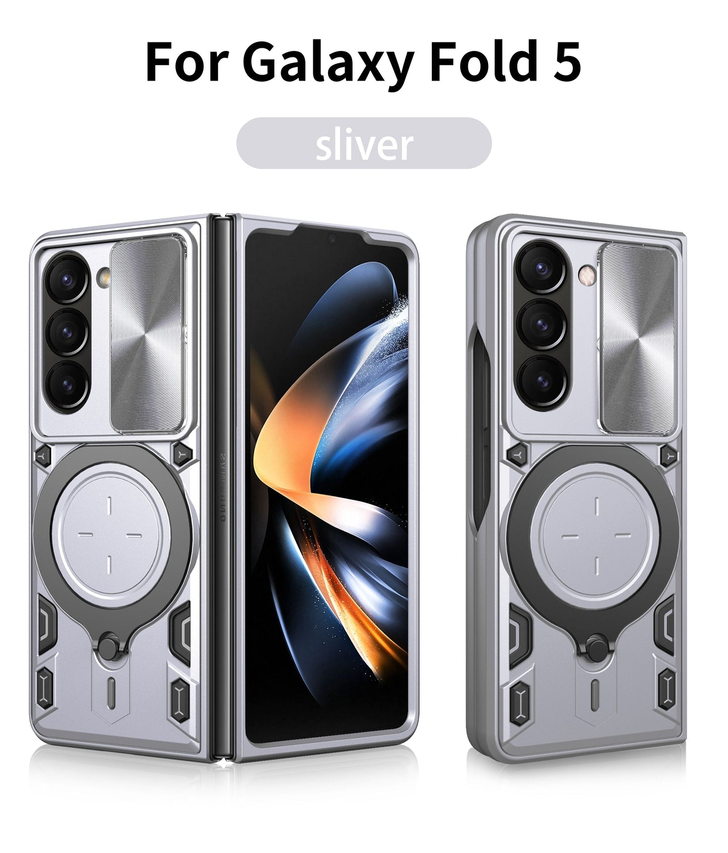 Magnetic Armor Case with Ring & Window Camera Protector For Galaxy Z Fold 5