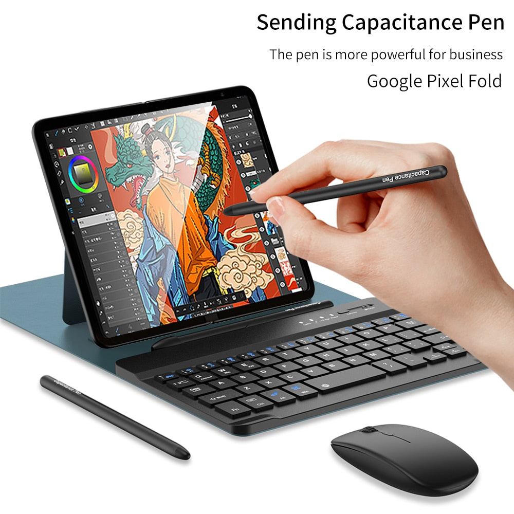 3 in 1 Wireless Keyboard, Leather Flip Stand & Mouse For Google Pixel Fold - The Pixel Store