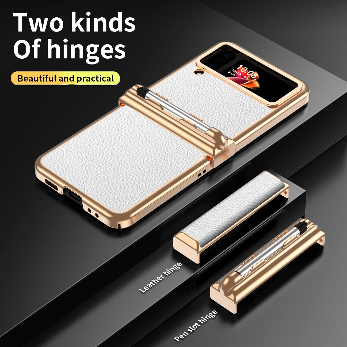 Luxury Leather Case (Pen Slot) For Samsung Galaxy Z Flip 4 - Galaxy Z Flip 4 Case