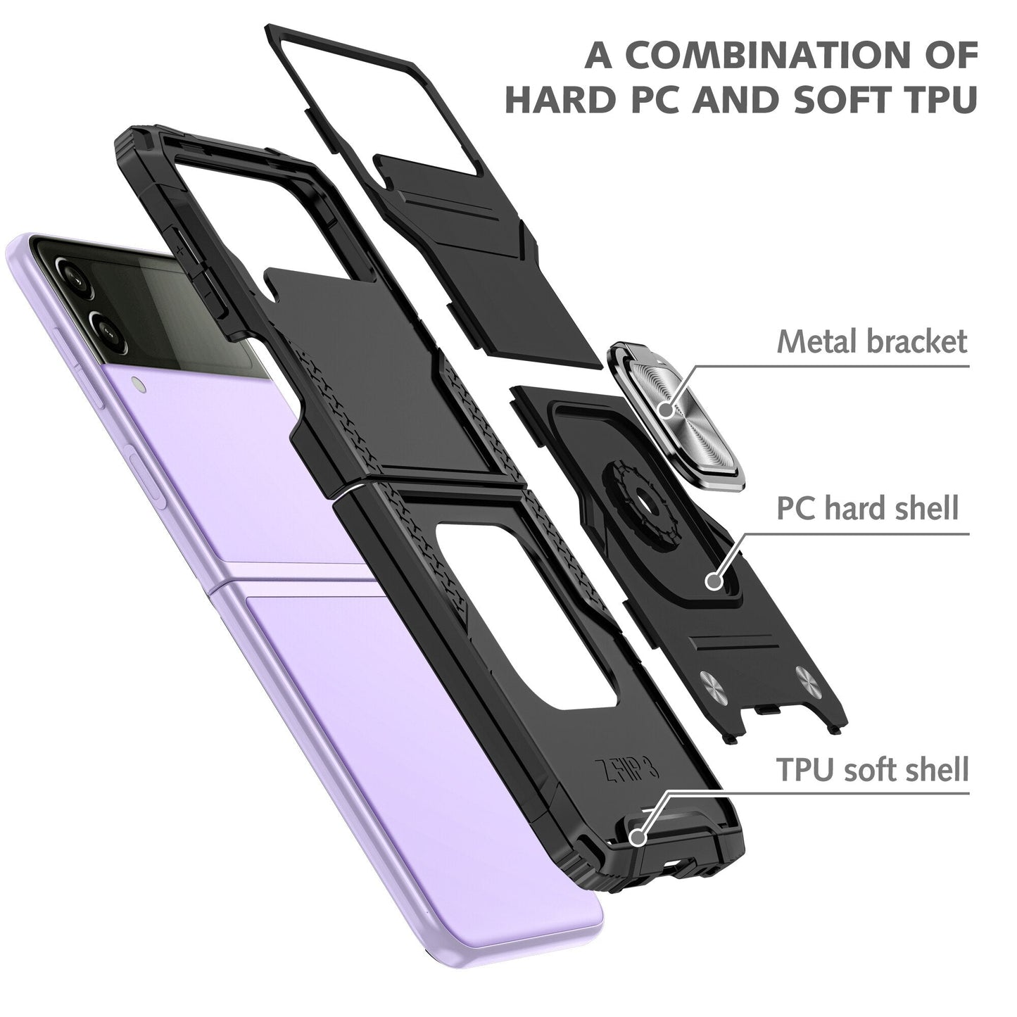 Shockproof Armor Case Stand for Samsung Galaxy Z Flip 4 - Galaxy Z Flip 4 Case
