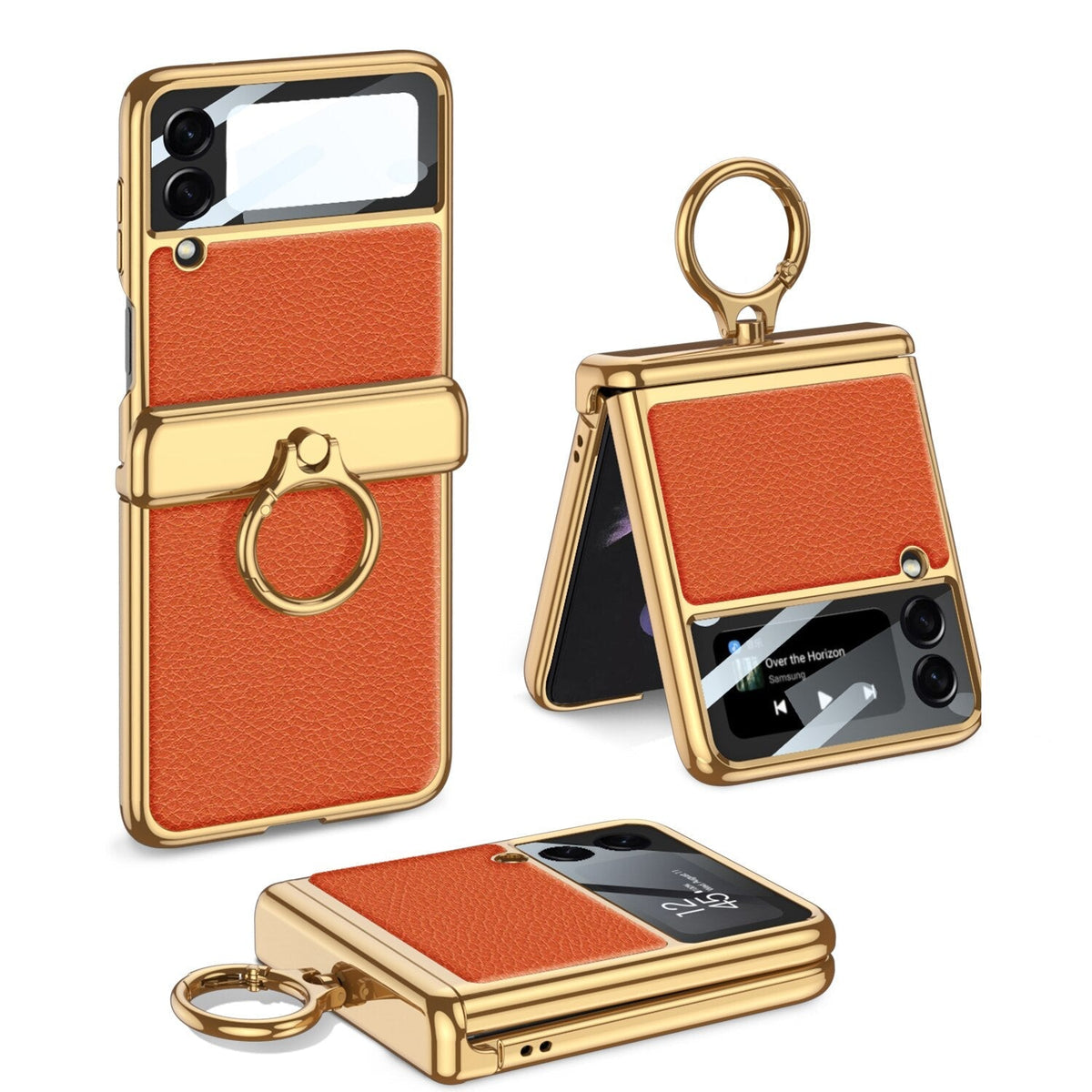 Magnetic Leather Case with Ring Holder For Samsung Galaxy Z Flip 4 - Galaxy Z Flip 4 Case