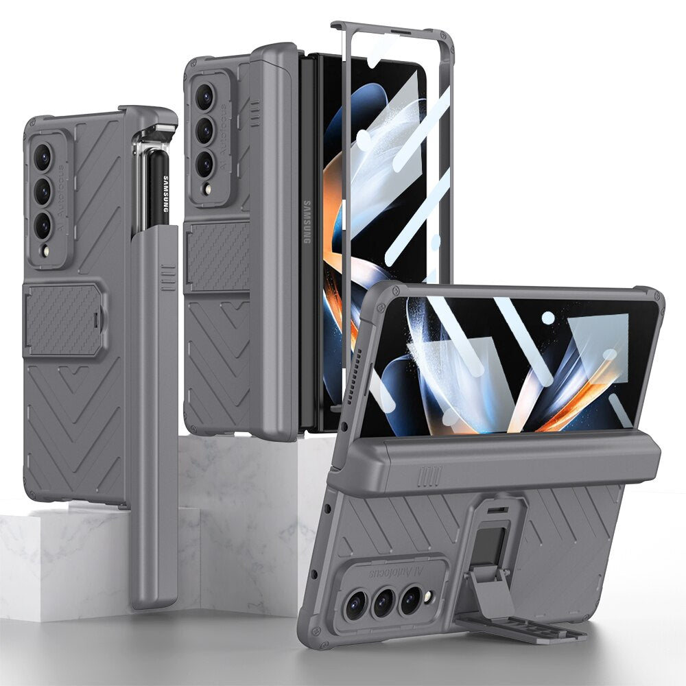 Magnetic All-included Pen Case With Back Screen Glass Cover For Galaxy Z Fold 4