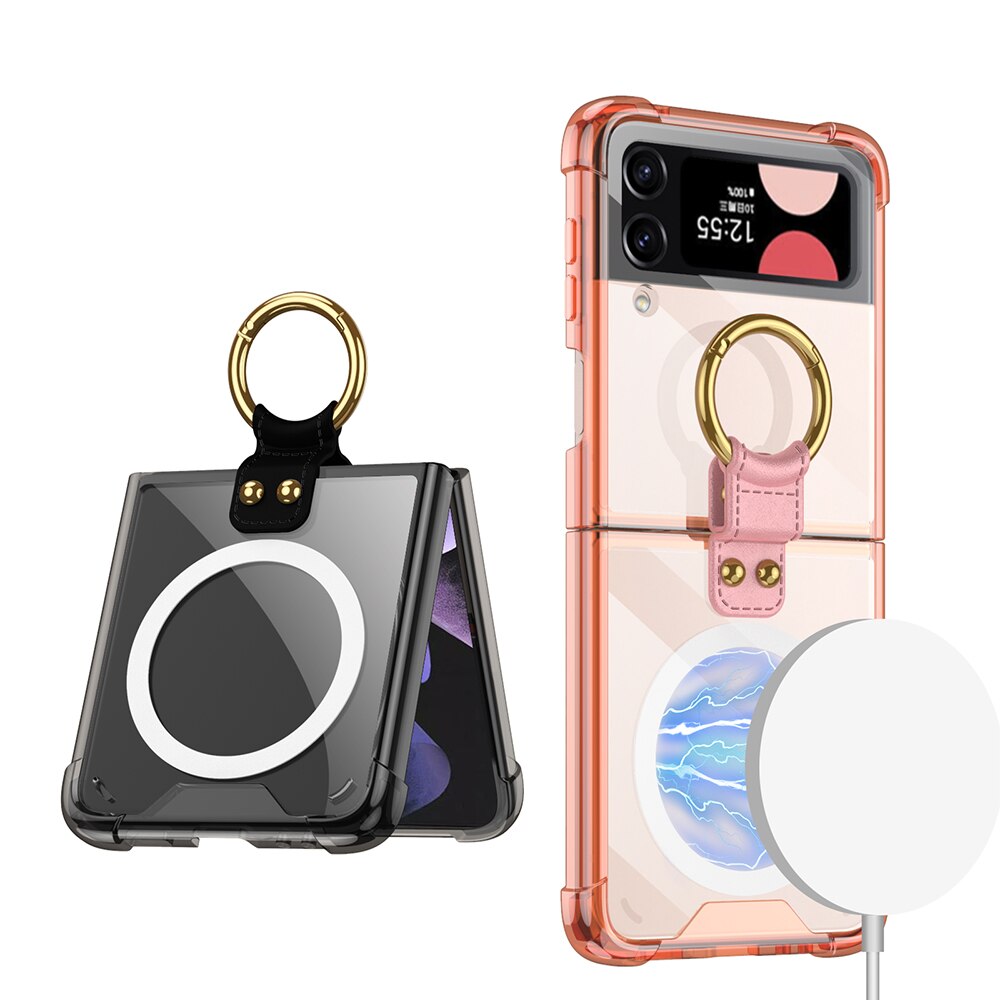 Transparent Wireless Charging Magnetic Case For Samsung Galaxy Z Flip 4 - Galaxy Z Flip 4 Case