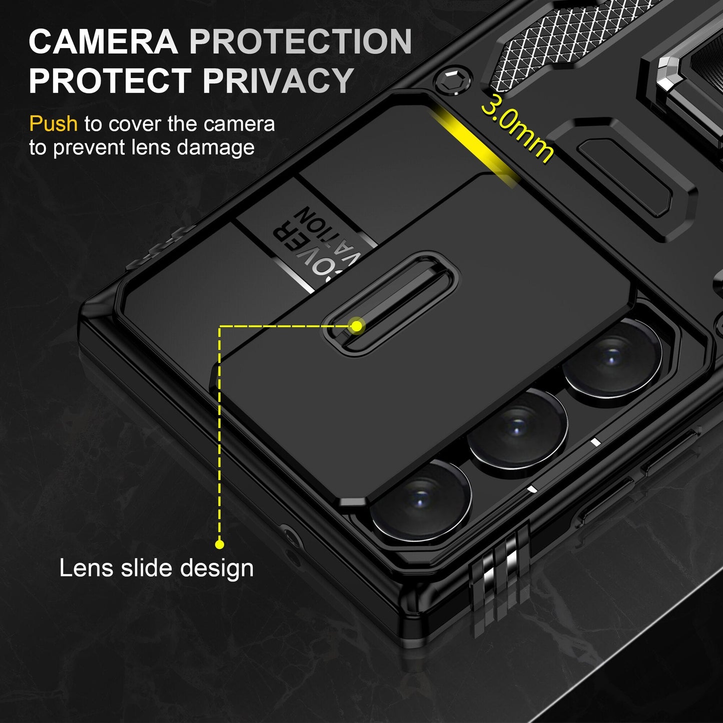 Shockproof Case with Magnetic Ring Kickstand and Camera Cover For Samsung Galaxy S23 Series - S23 Ultra Case