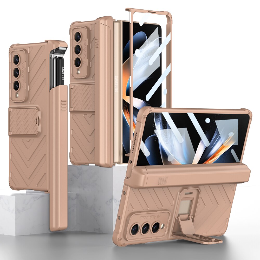 Magnetic All-included Pen Case With Back Screen Glass Cover For Galaxy Z Fold 4