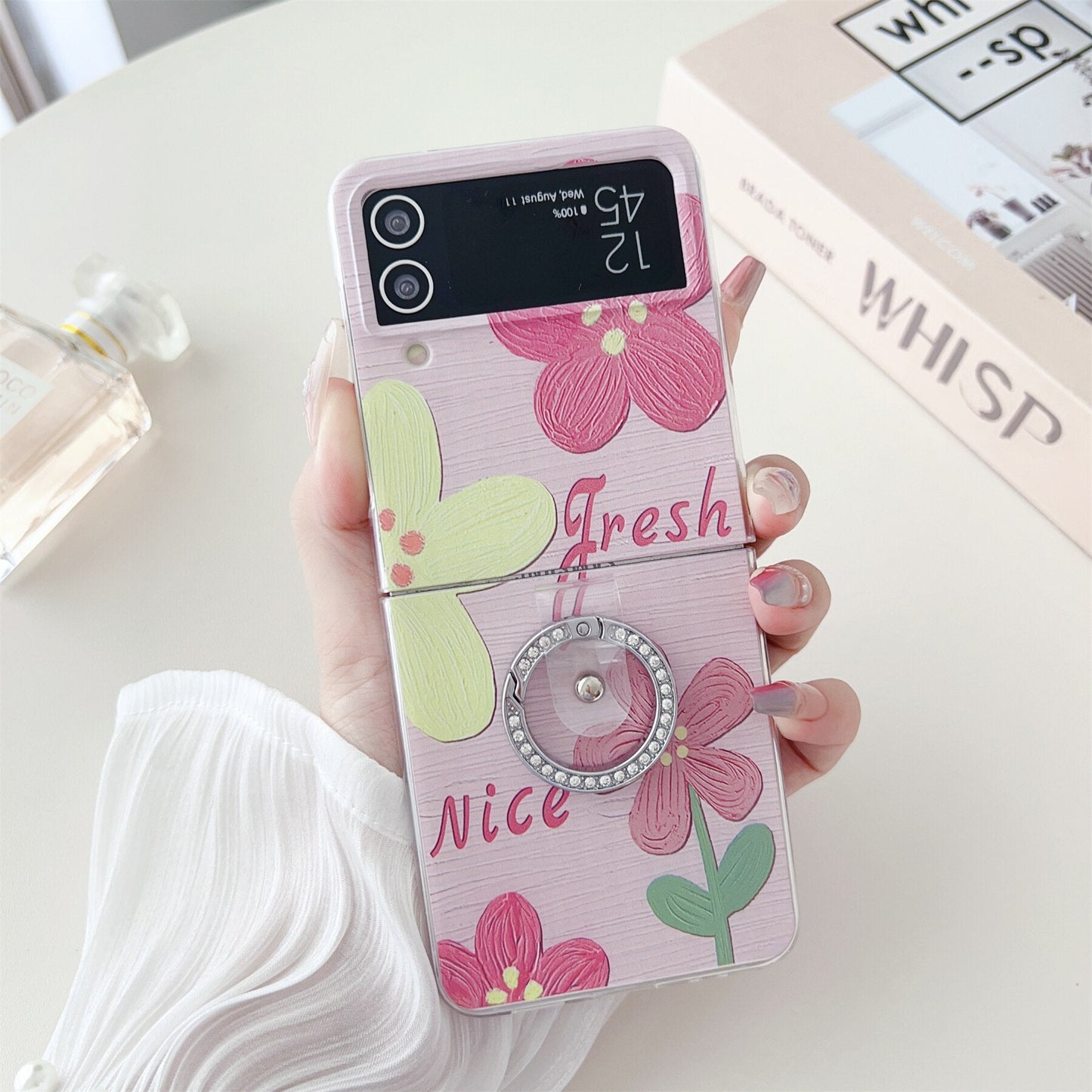 Cute Flower Finger Ring Case for Samsung Galaxy Z Flip 3 & 4